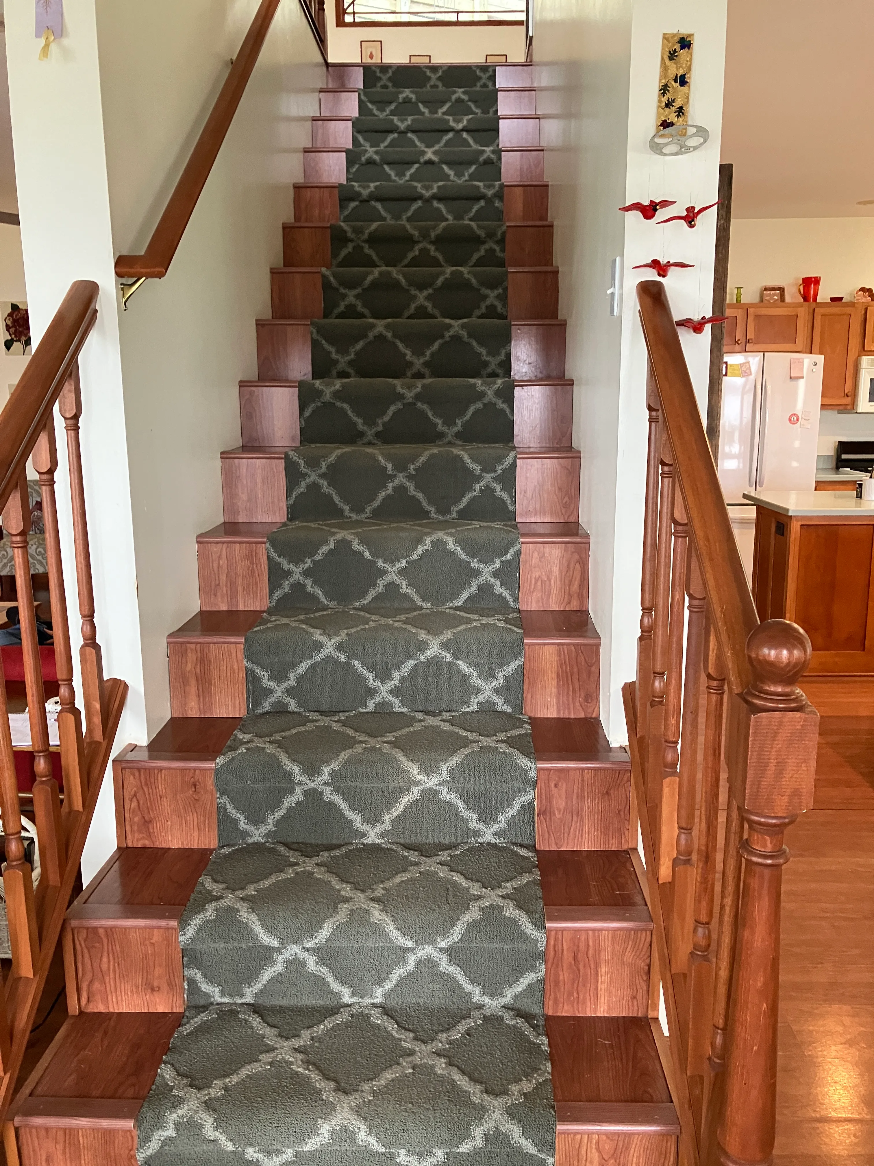 Staircase leading from the first floor to the second floor.
